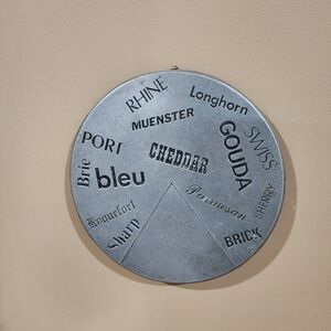 Vintage Pewter cheese plate Round Cheese-Themed Wall Decor